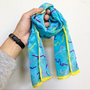 Vintage /retro multicolor zigzag/ squiggle scarf